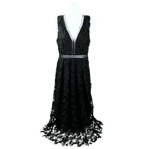 Romeo & Juliet Couture Black V-Neck Sleeveless Black Lace Overlay Dress Womens M